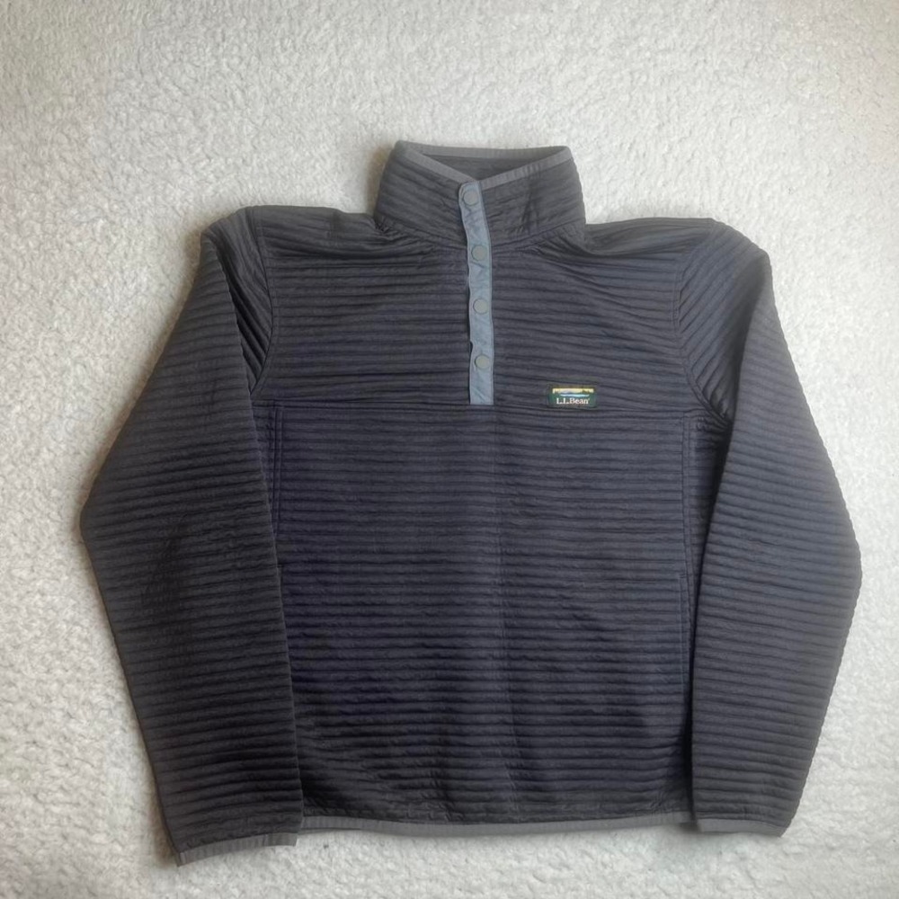 L.L.bean men's grey Airlight knit pullover button snap light 506874 L